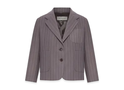 DRIES VAN NOTEN Women's Single-Breasted Pinstripe Cropped Jacket "Gray"