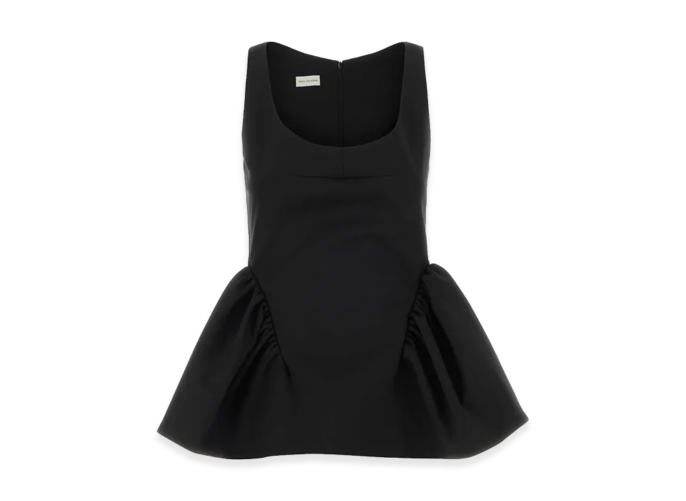 DRIES VAN NOTEN Women's Stretch Gabardine Top "Black"
