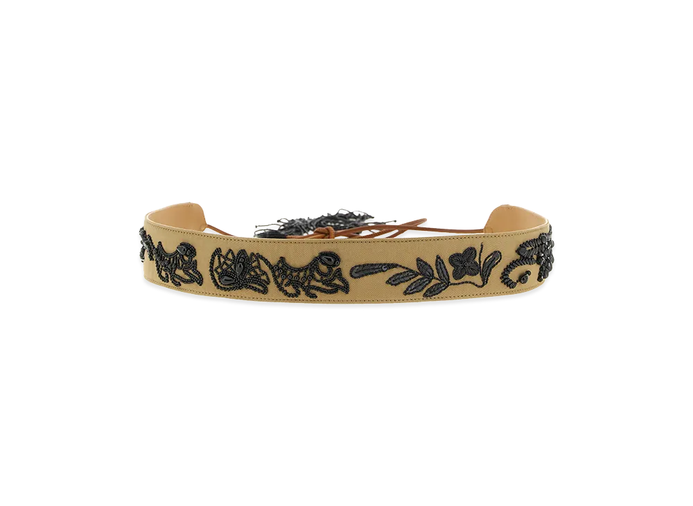 DRIES VAN NOTEN Women's Beads Embroidery Belt "Beige"