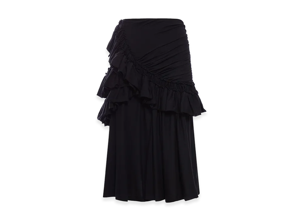 DRIES VAN NOTEN Women's Midi Skirt with Ruffles and Drapes "Black"