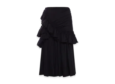 DRIES VAN NOTEN Women's Midi Skirt with Ruffles and Drapes "Black"