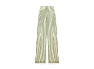 DRIES VAN NOTEN Women's Wide-Leg Cupro Trousers with A Wrinkled Effect "Green"