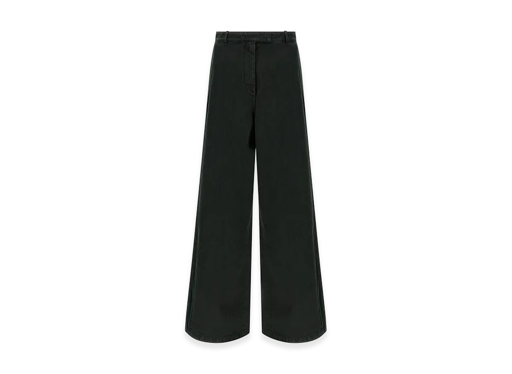 DRIES VAN NOTEN Women's Velvet Insert Jeans "Green"