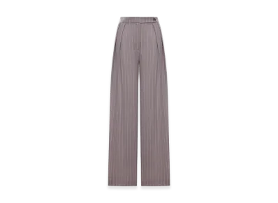 DRIES VAN NOTEN Women's Wide-Leg Pinstriped Fabric Trousers with Pleats "Violet"