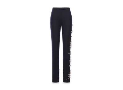 DRIES VAN NOTEN Women's Wool Trousers with Jewel Applications "Blue"