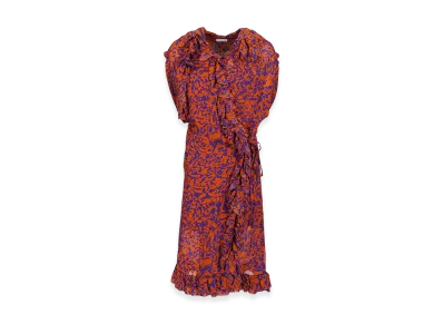 DRIES VAN NOTEN Women's Printed Dress with Ruffles "Orange"
