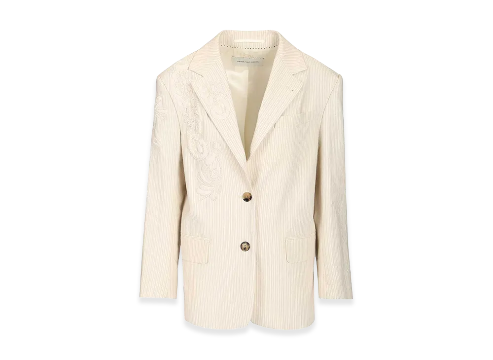 DRIES VAN NOTEN Women's Single-Breasted Jacket With Floral Embroidery "White"