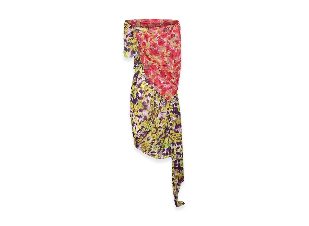 DRIES VAN NOTEN Women's Silk Blend Dress "Yellow/Multicolor"