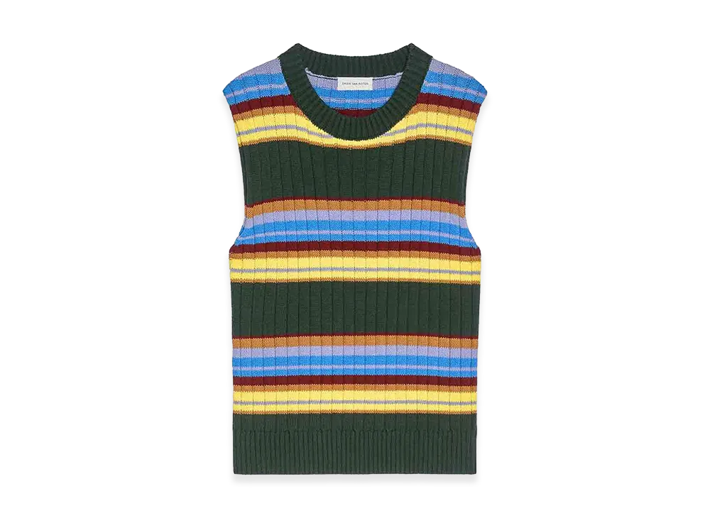 DRIES VAN NOTEN Women's Striped Sleeveless Sweater "Green"