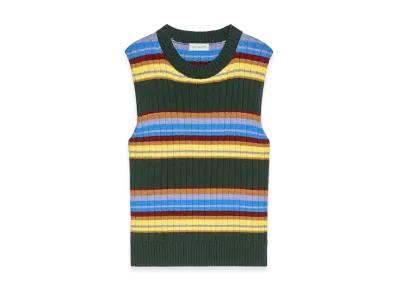 DRIES VAN NOTEN Women's Striped Sleeveless Sweater "Green"