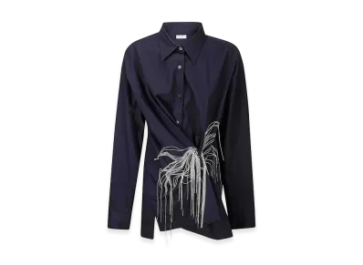DRIES VAN NOTEN Women's 00680-Clicks Emb "Dark Blue"
