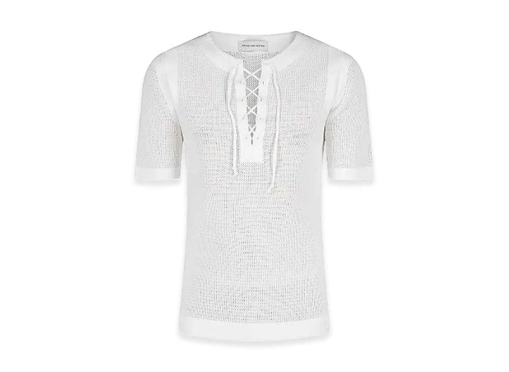 DRIES VAN NOTEN Cotton T-Shirt With Mesh Inserts "White"