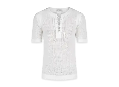 DRIES VAN NOTEN Cotton T-Shirt With Mesh Inserts "White"