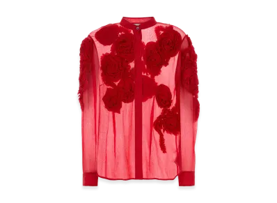 DRIES VAN NOTEN Women's Crepe Chowsa Shirt "Red"