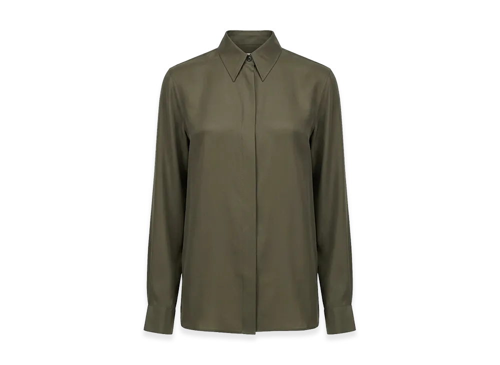 DRIES VAN NOTEN Women's Silk Blend Satin Shirt "Green"