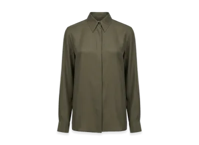 DRIES VAN NOTEN Women's Silk Blend Satin Shirt "Green"
