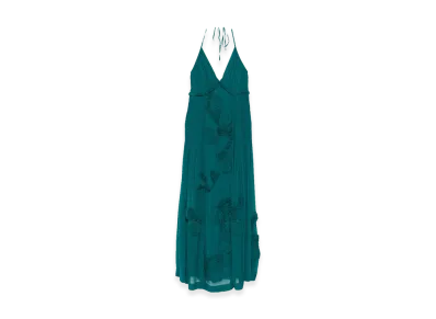 DRIES VAN NOTEN Women's Drina Viscose Long Dress With Floral Appliques "Green"