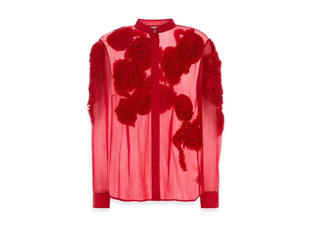 DRIES VAN NOTEN Women's Crepe Chowsa Shirt "Red"