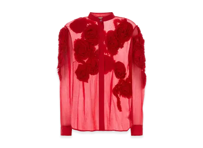 DRIES VAN NOTEN Women's Crepe Chowsa Shirt "Red"