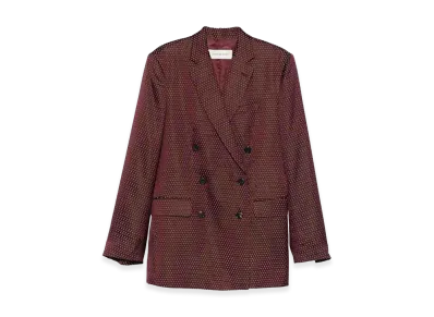 DRIES VAN NOTEN Women's Double-Breasted Polka Dot Blazer "Bordeaux"