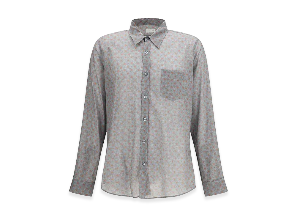 DRIES VAN NOTEN Long-Sleeved Shirt With Graphic Motif "Gray"