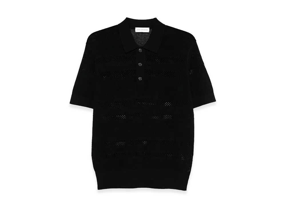 DRIES VAN NOTEN Mesh Polo Shirt "Black"