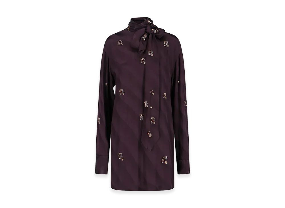 DRIES VAN NOTEN Women's Silk Blouse With Crystals "Purple"
