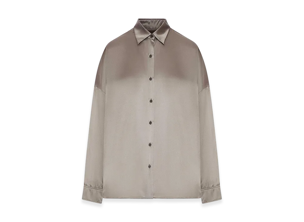 DRIES VAN NOTEN Women's Satin-Effect Silk Shirt "Nude/Neutrals"