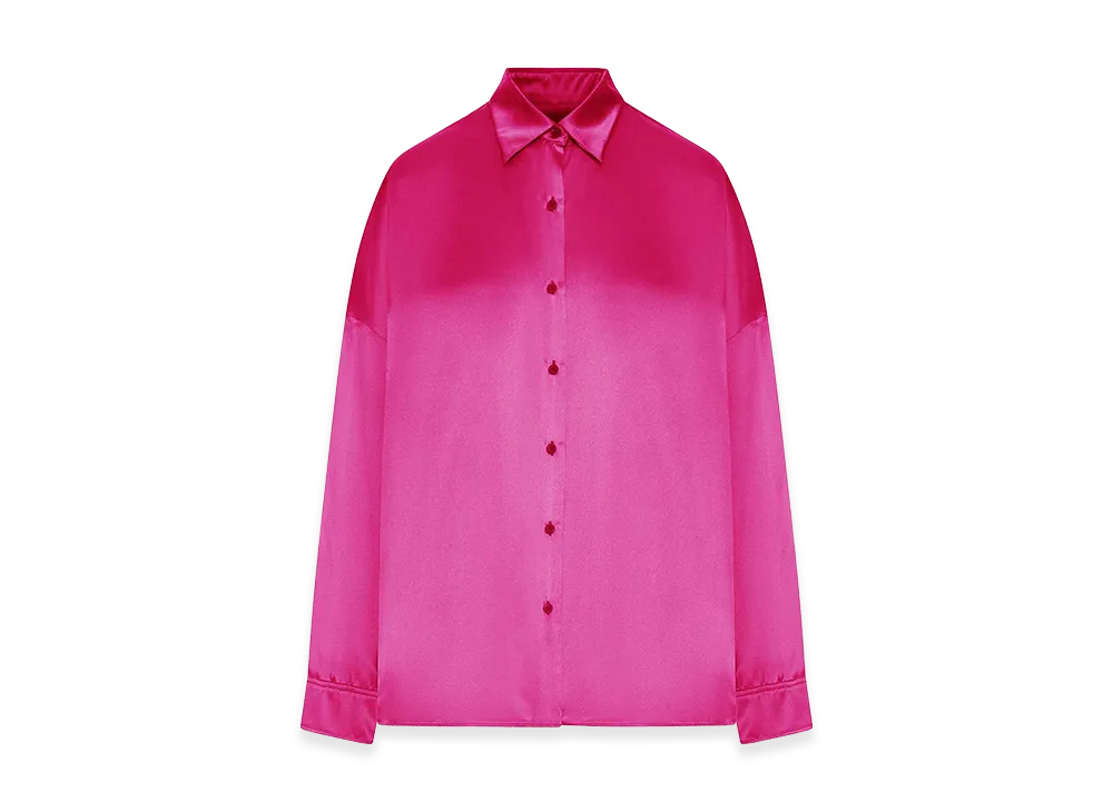 DRIES VAN NOTEN Women's Satin-Effect Silk Shirt "Pink"
