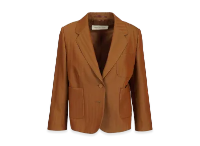 DRIES VAN NOTEN Women's Short Striped Wool Twill Blazer "Brown"