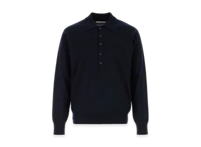 DRIES VAN NOTEN Long Sleeve Polo Shirt "Blue"