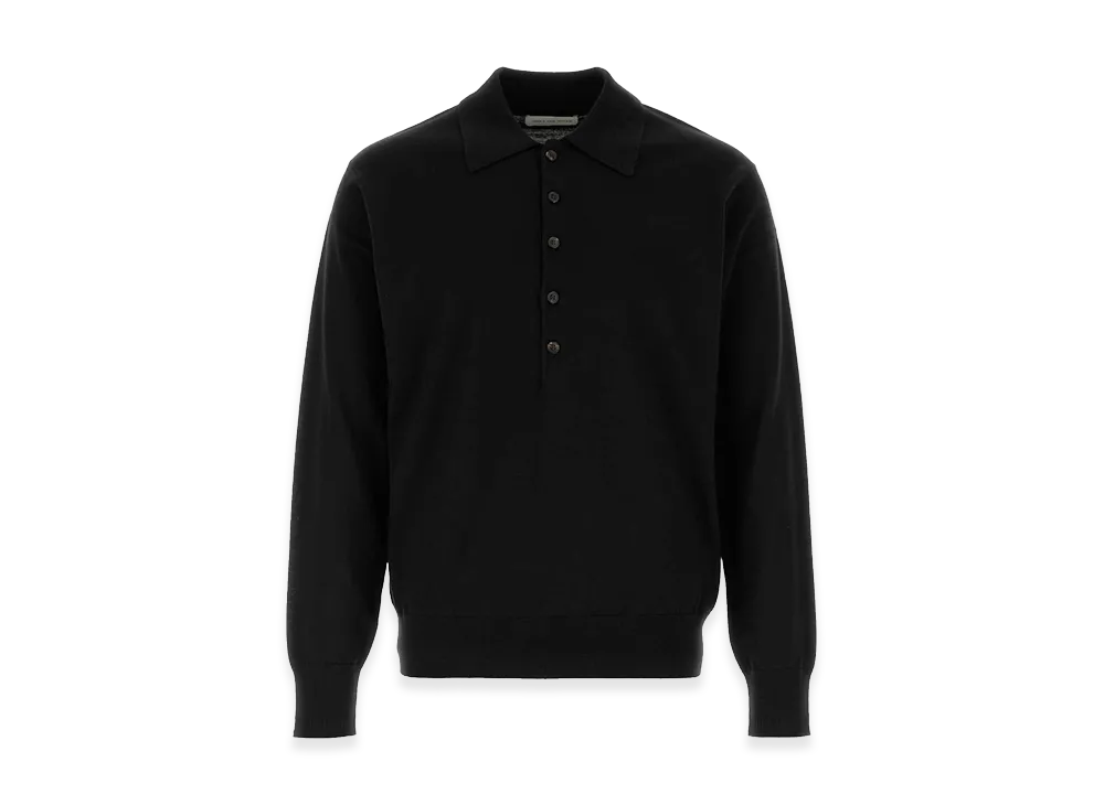 DRIES VAN NOTEN Long Sleeve Polo Shirt "Black"