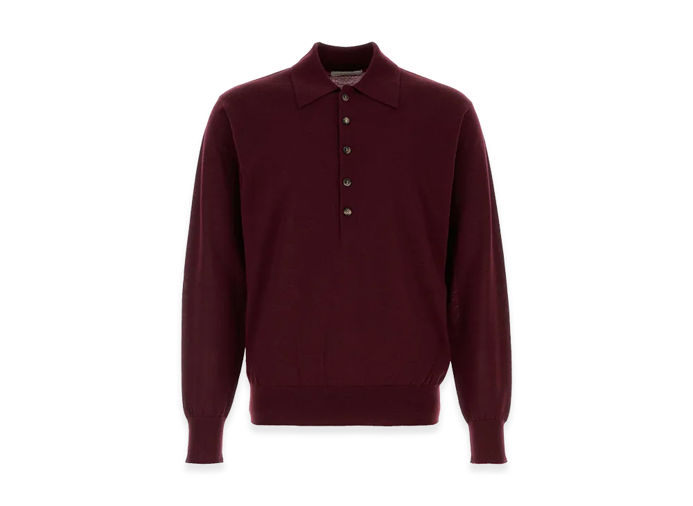 DRIES VAN NOTEN Long Sleeve Polo Shirt "Bordeaux"