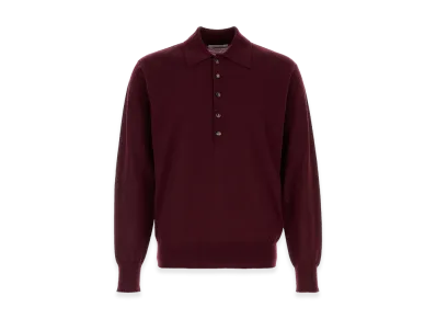 DRIES VAN NOTEN Long Sleeve Polo Shirt "Bordeaux"