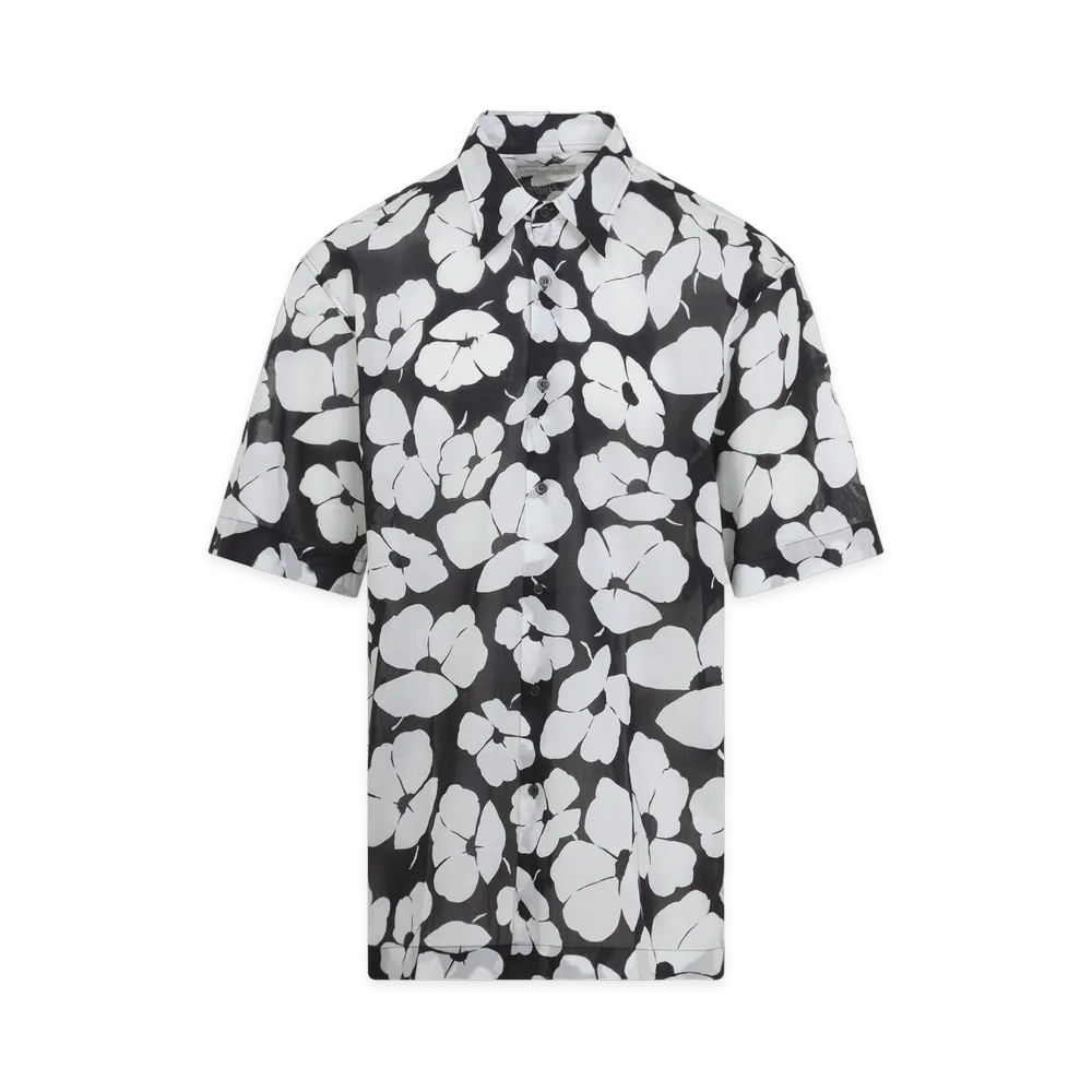 DRIES VAN NOTEN Cassidye Cotton Short Sleeve Shirt "Black/White"