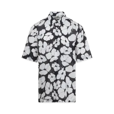 DRIES VAN NOTEN Cassidye Cotton Short Sleeve Shirt "Black/White"