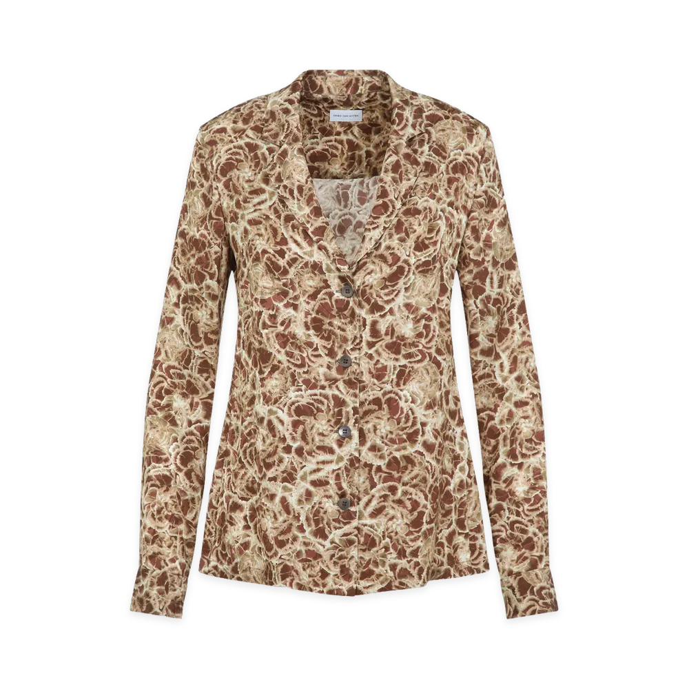 DRIES VAN NOTEN Women's Colla Viscose Shirt "Beige/Brown"