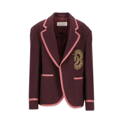 DRIES VAN NOTEN Women's Embroidered Wool Blazer "Bordeaux"
