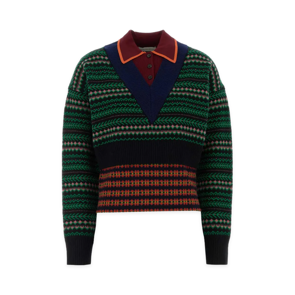 DRIES VAN NOTEN Women's Embroidered Wool Blend Toinette Sweater "Black/Multicolor"