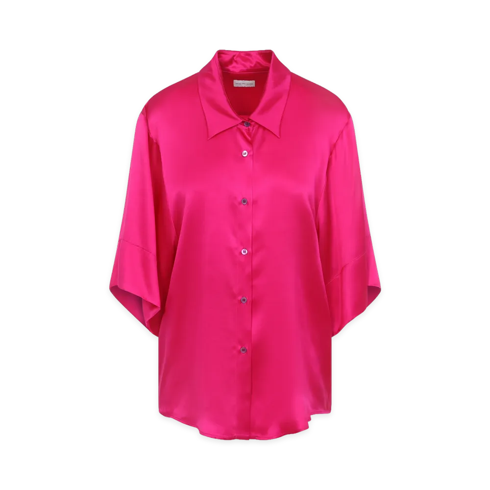 DRIES VAN NOTEN Women's Clea Silk Shirt "Fuchsia"