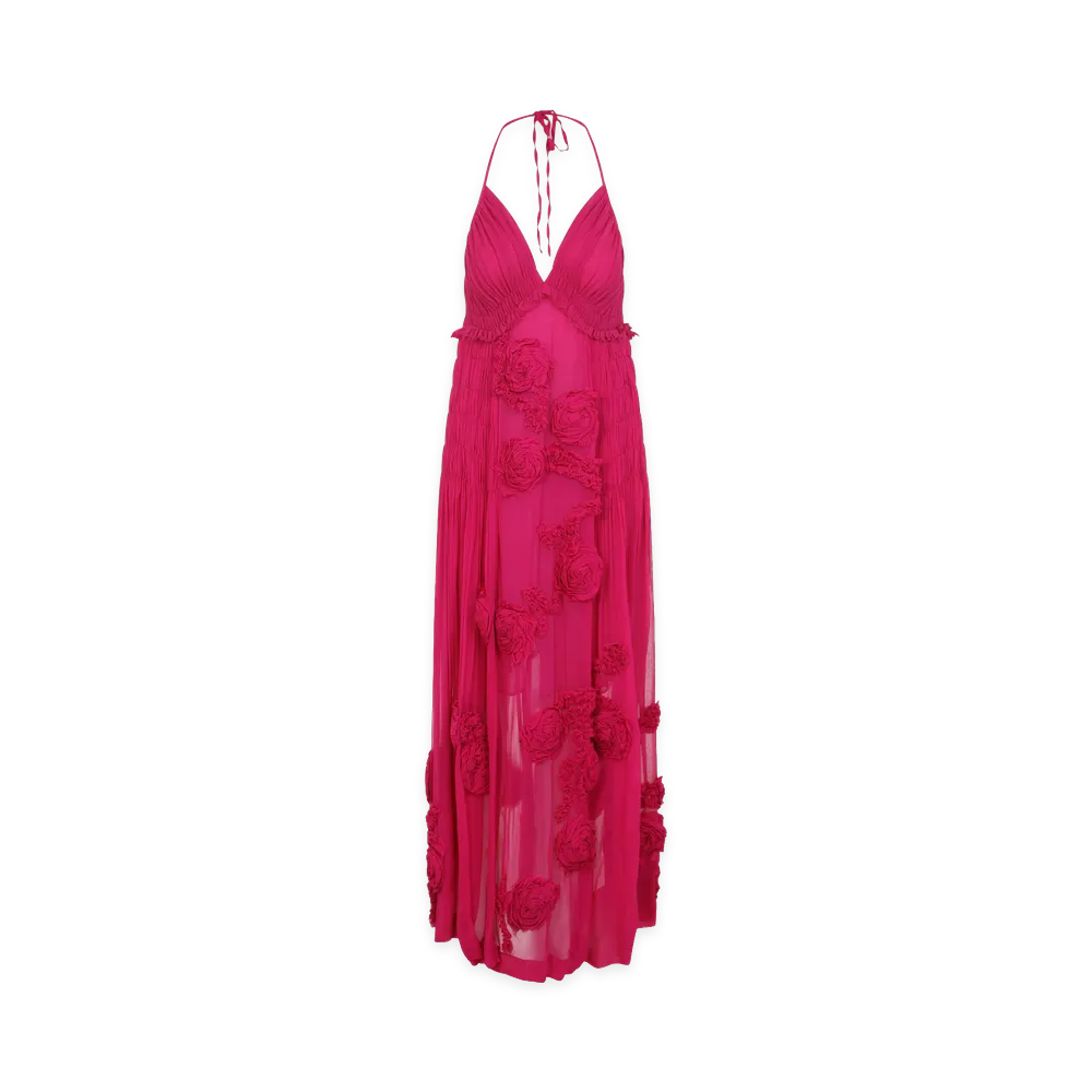 DRIES VAN NOTEN Women's Drina Viscose Midi Dress "Fuchsia"
