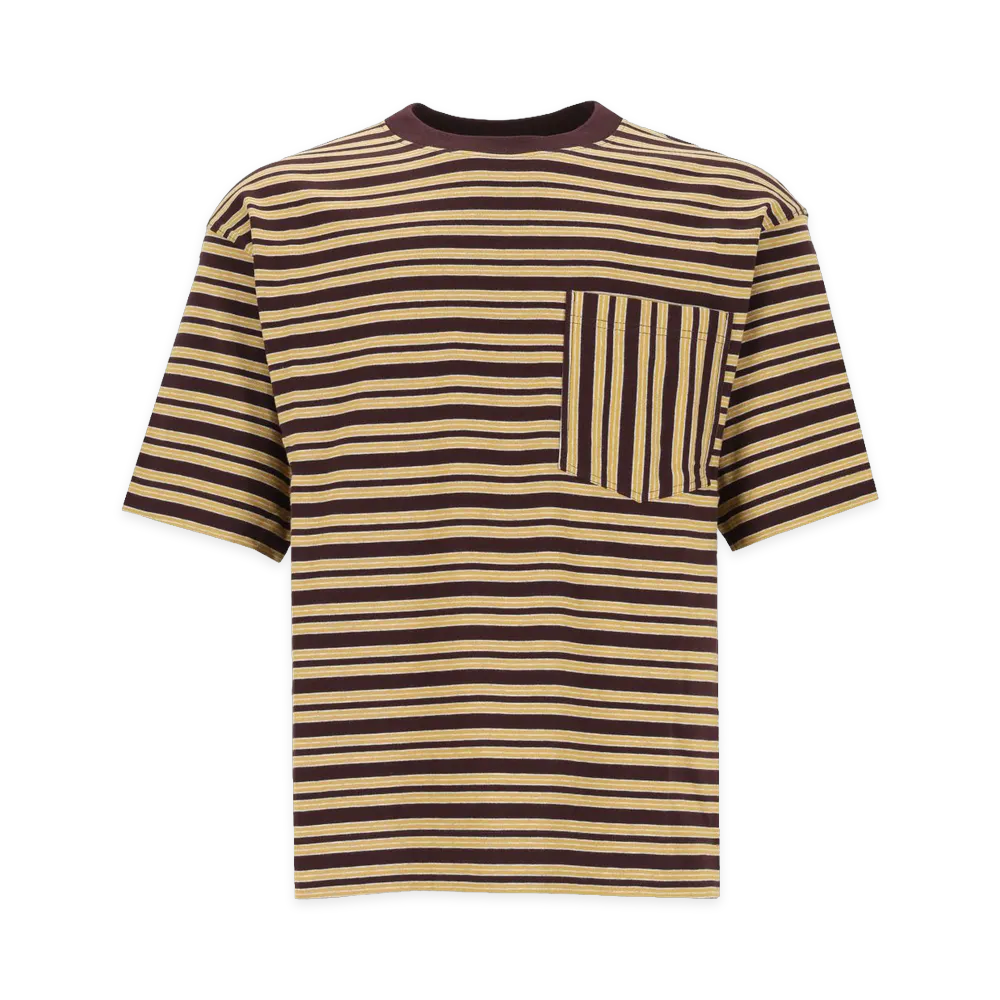 DRIES VAN NOTEN Heso Printed Stripes T-Shirts "Burgundy/Yeloow"