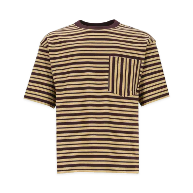 DRIES VAN NOTEN Heso Printed Stripes T-Shirts "Burgundy/Yeloow"