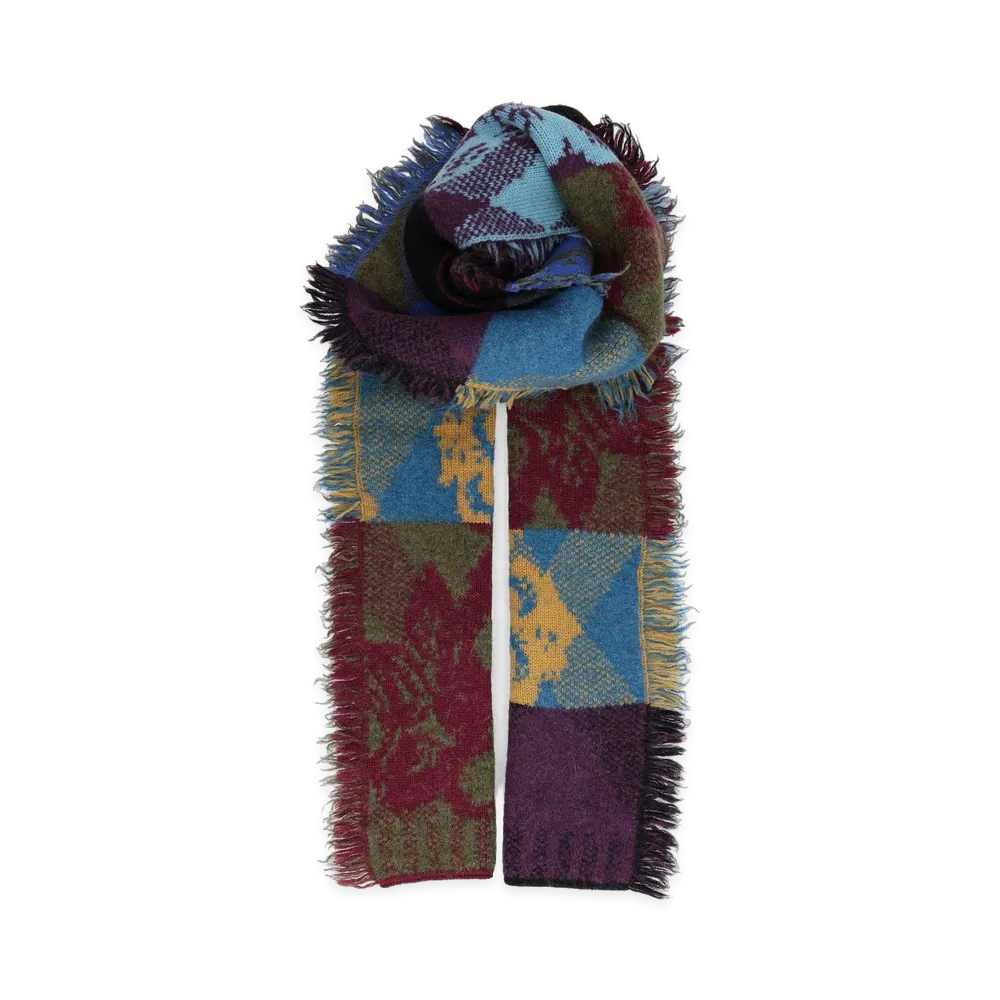DRIES VAN NOTEN Long Wool And Alpaca Scarf "Violet/Multicolor"