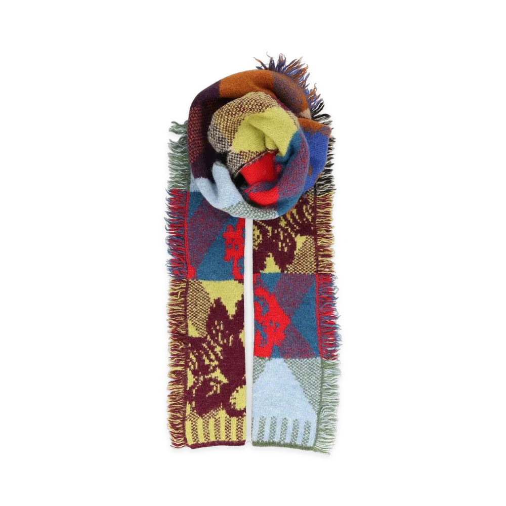 DRIES VAN NOTEN Long Wool And Alpaca Scarf "Light Blue/Multicolor"