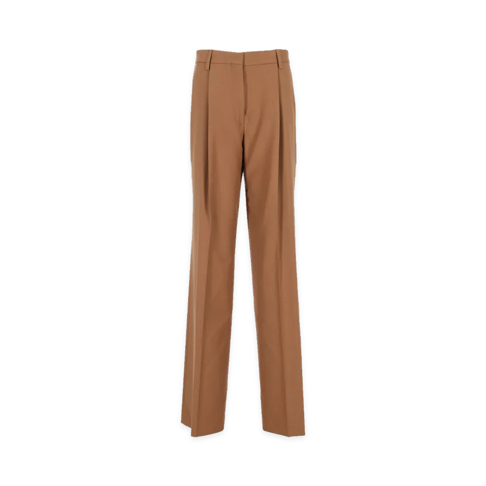 DRIES VAN NOTEN Women's Portias Twill Wool Pants "Brown"