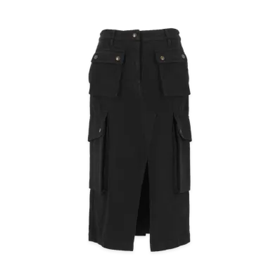 DRIES VAN NOTEN Women's Sersy Long Cotton Cargo Skirt "Black"