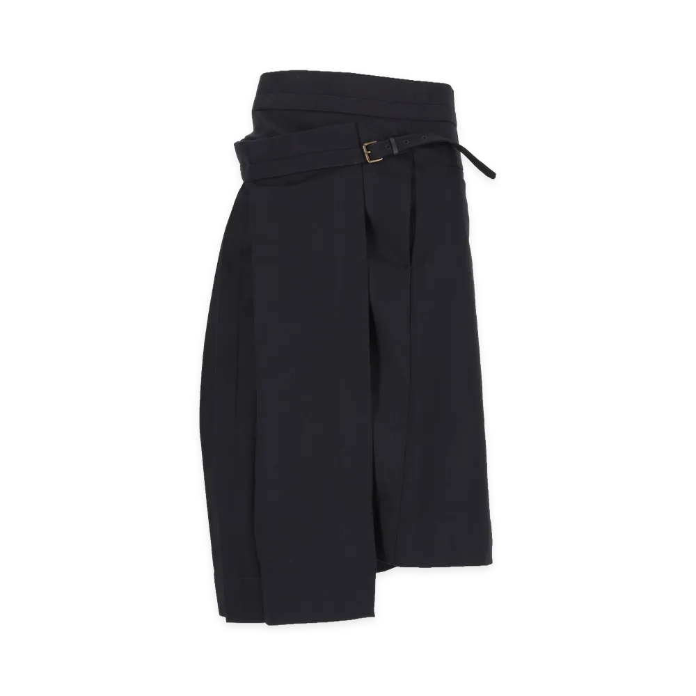 DRIES VAN NOTEN Women's Sim Wool Wrap Skirt "Navy Blue"