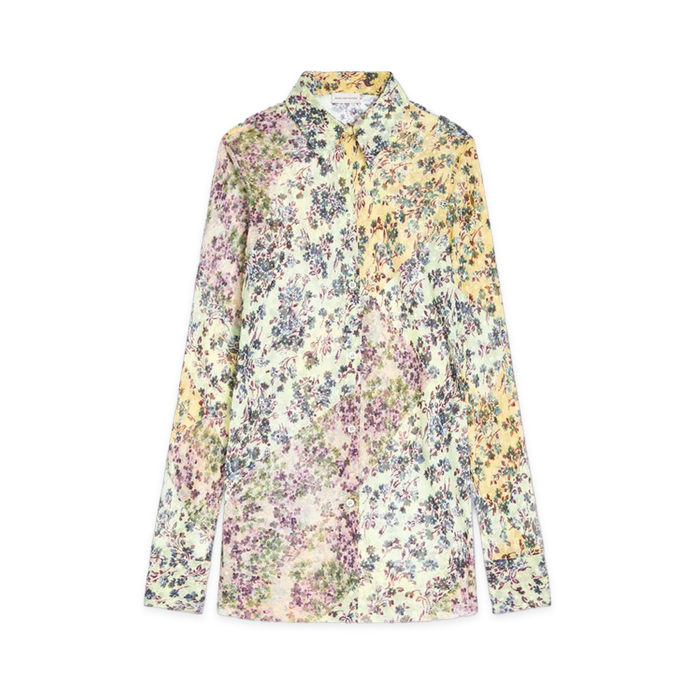 DRIES VAN NOTEN Women's Fitted Jacquard Shirt "Mint Green"
