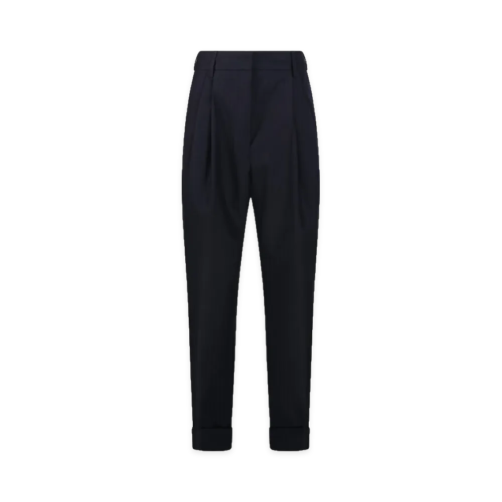 DRIES VAN NOTEN Women's Tapered Wool Pants "Navy Blue"
